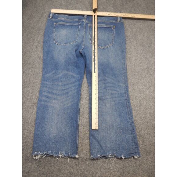 Madewell Cali Denim Boot Jeans Size 34P Blue Medium Wash Boot Cut Raw Hem - Picture 8 of 11